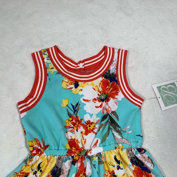 NWT Bonnie Jean Open Back Floral Romper - Picture 3 of 8